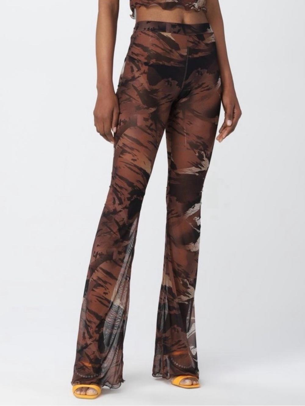 Heron Preston Brown & Black Abstract Boot-Cut Pants